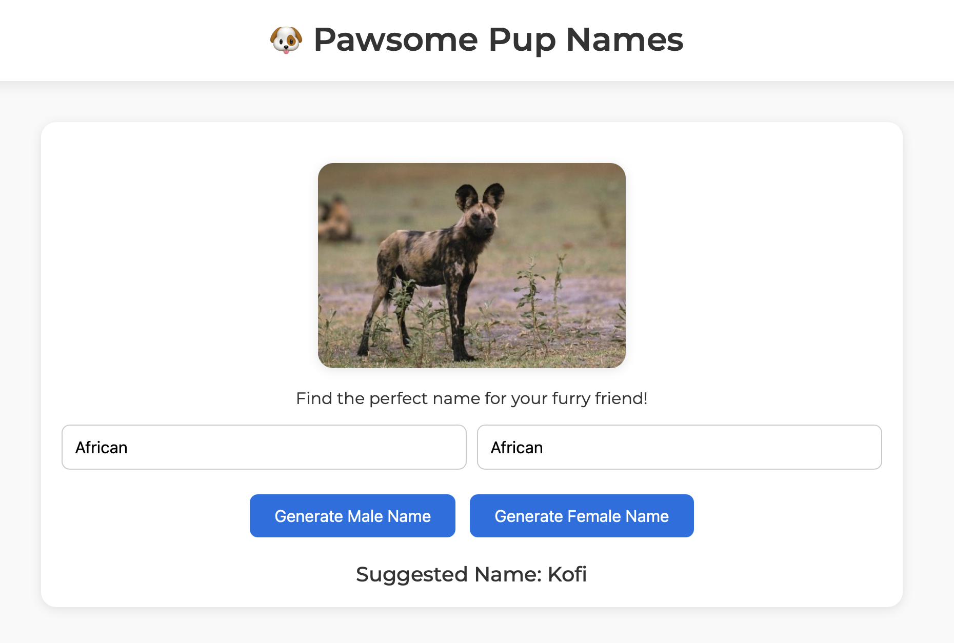 Dog Name Picker Website
